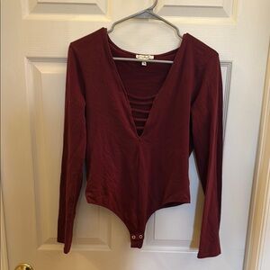 Burgundy Long Sleeve Bodysuit